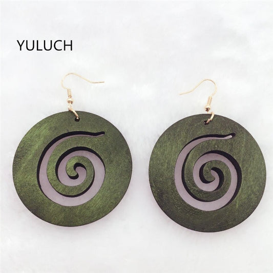 1 Pair Earring for Woman African 3 Colors Red Green Brown Color Earrings New Design Quality Wood Earrings Latest New Arrival