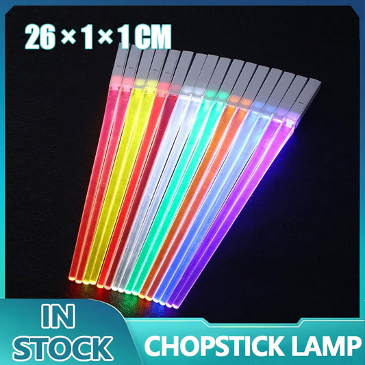 1 Pair LED Luminous Cool Chopsticks Light Up Durable Lightweight Kitchen Dinning Room Party Food Safe Tableware Multi-color Hot